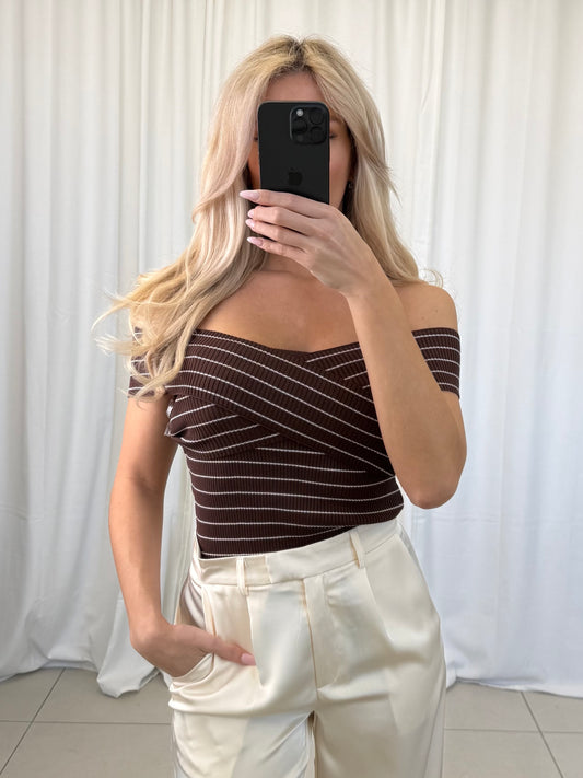 Striped Bardot Top