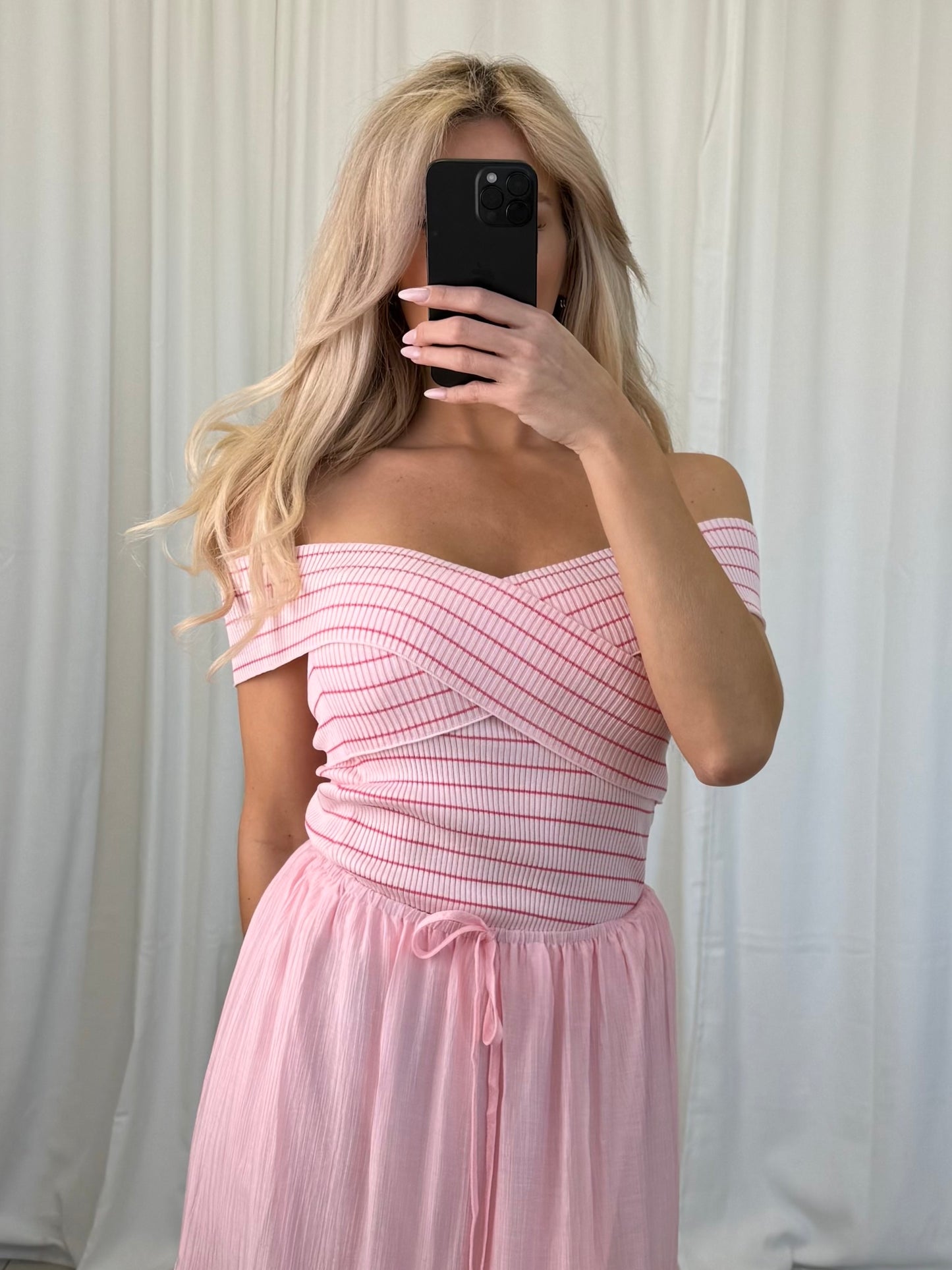 Striped Bardot Top