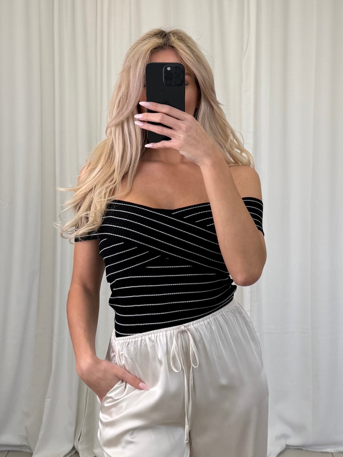 Striped Bardot Top